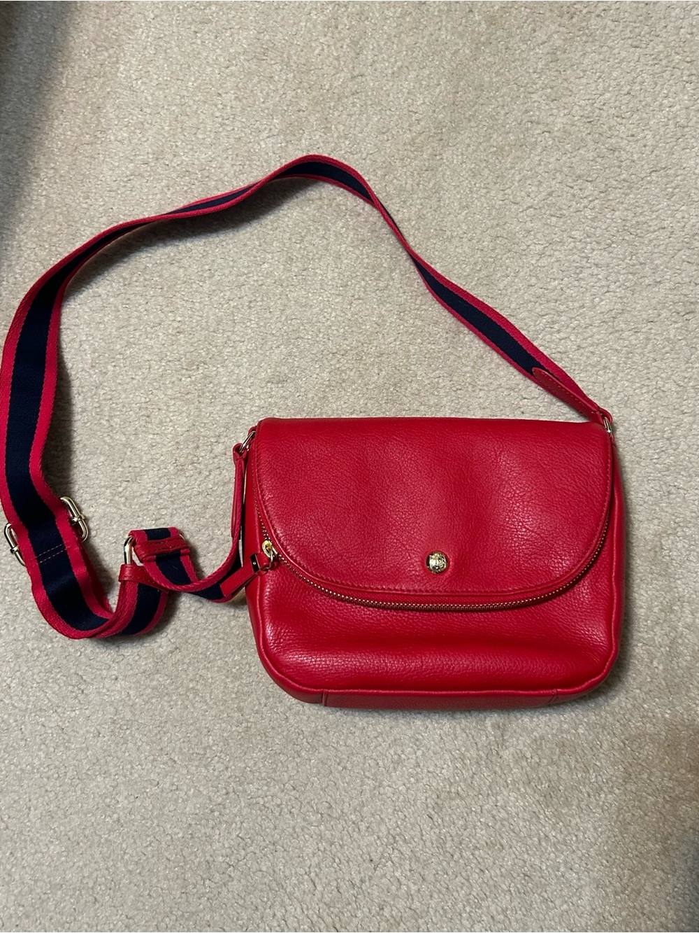 New Talbots red leather crossbody bag 2 straps